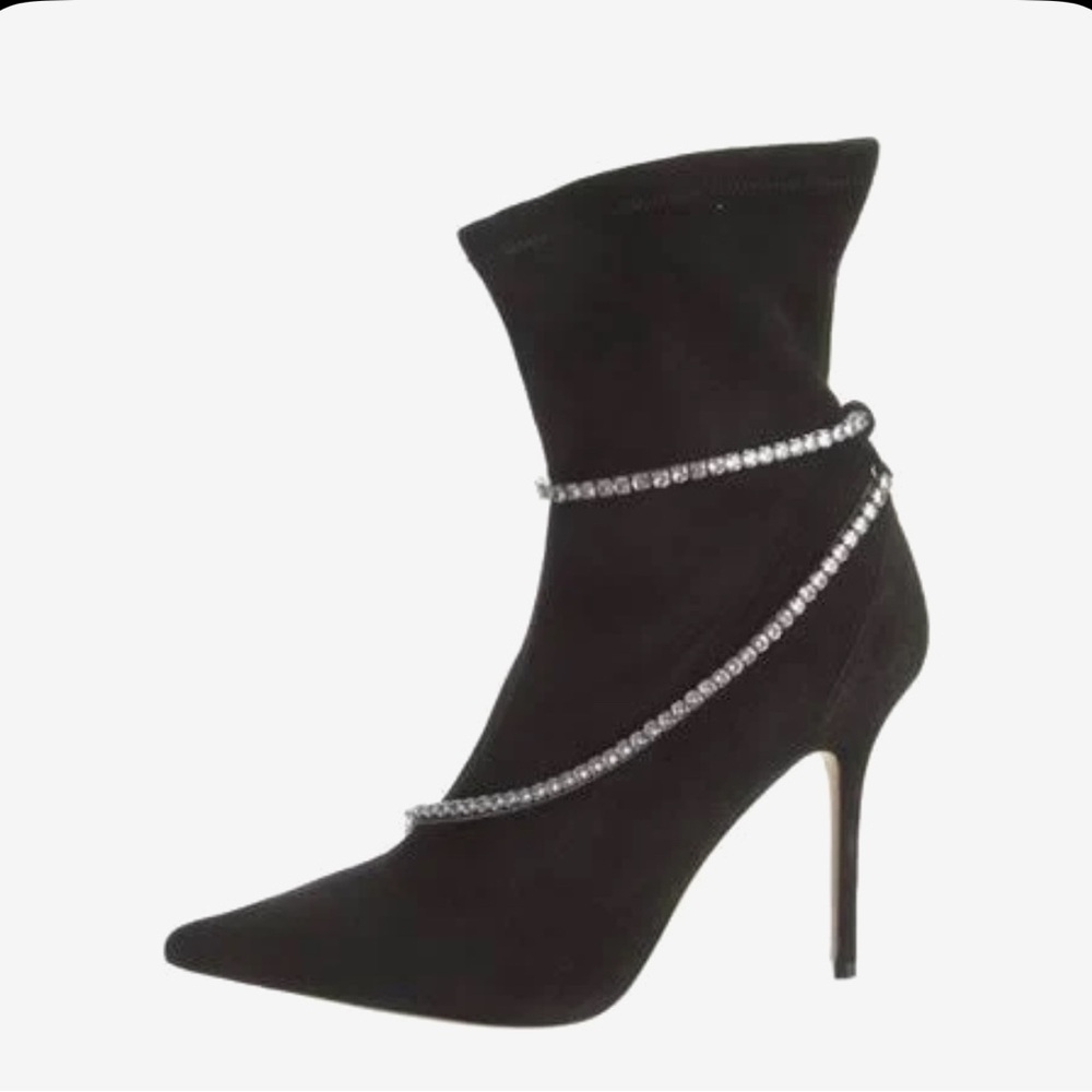 Jimmy Choo Crystal-Embellished Suede Sock Boots